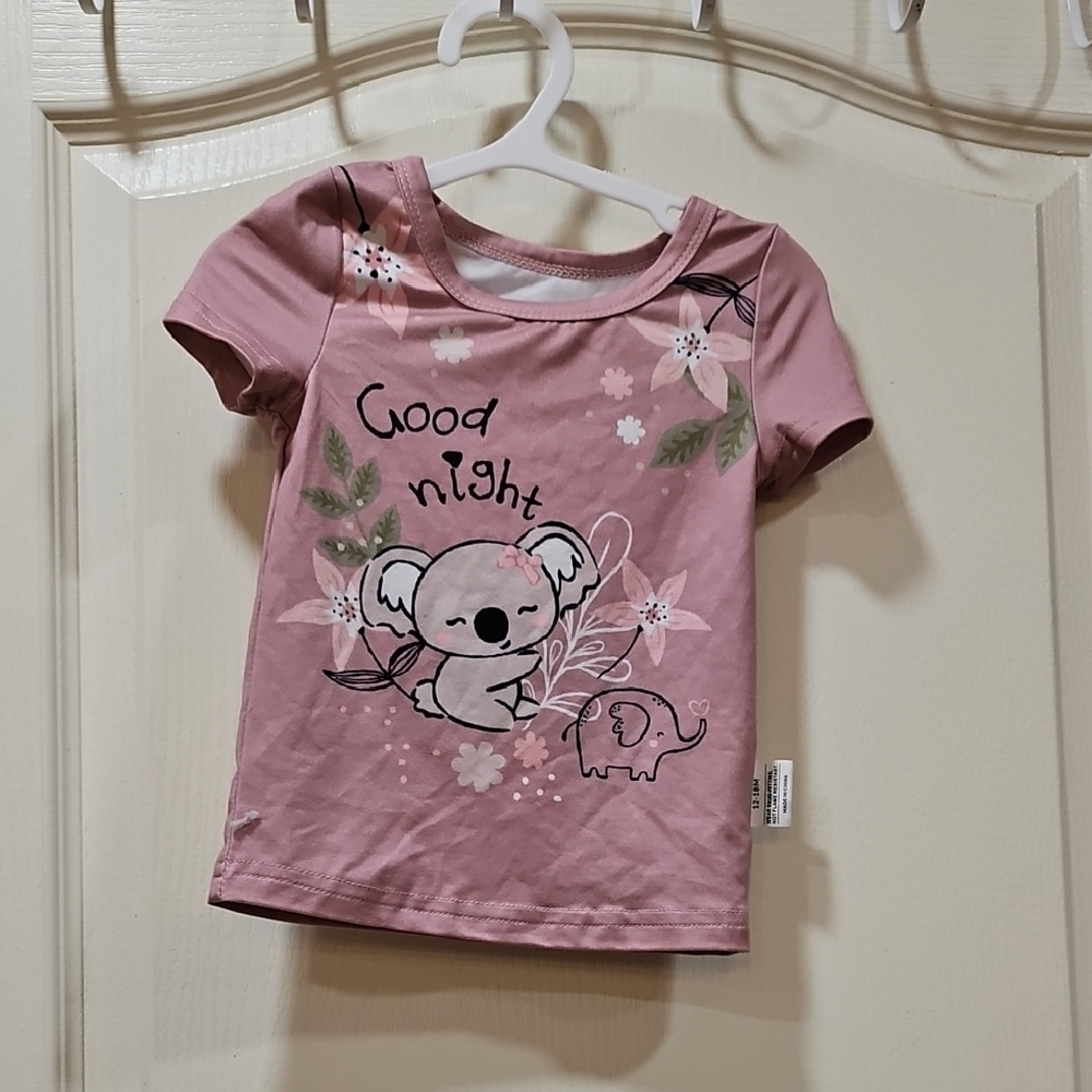 SHEIN Pink Koala Kids Pajama Top
